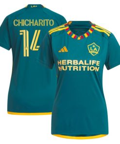 Chicharito LA Galaxy adidas Women's 2024 LA Kit Replica Player Jersey - Green