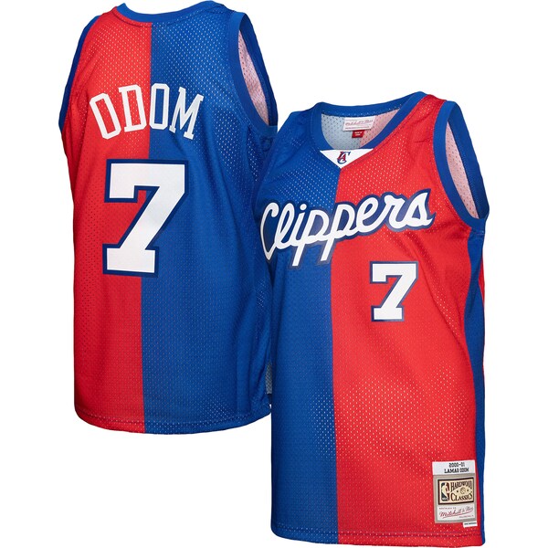 Lamar Odom LA Clippers Hardwood Classics 2000/01 Split Swingman Jersey - Royal/Red - Image 2