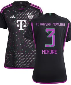 Alternative view of Kim Min-jae Bayern Munich adidas Women's 2023/24 Away Replica Player Jersey - Black/White