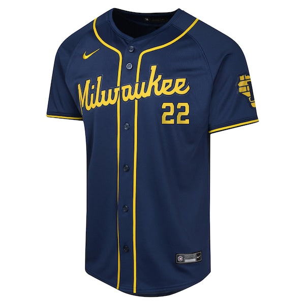 Christian Yelich Milwaukee Brewers Nike Youth Alternate Limited Player Jersey?ยจC Navy - Image 2