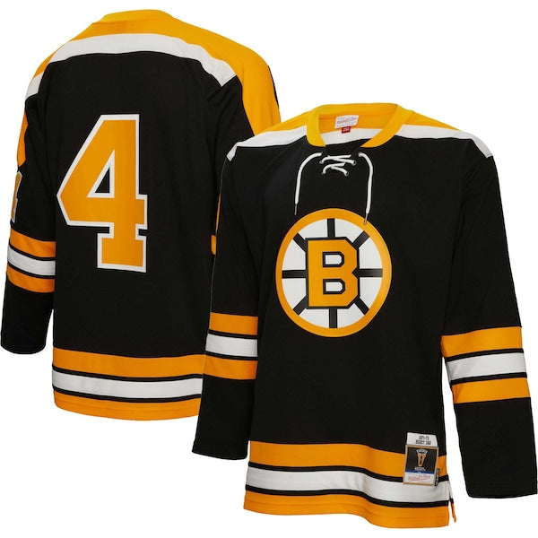 Bobby Orr Boston Bruins Big & Tall 1971 Blue Line Player Jersey - Black - Image 2