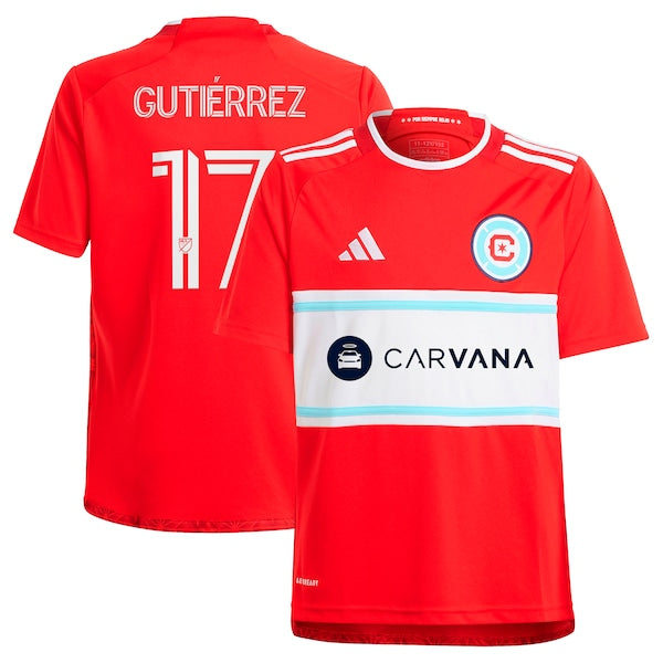 Brian Guti¨¦rrez Chicago Fire adidas Youth 2024 Return To Red Replica Player Jersey?¨C Red
