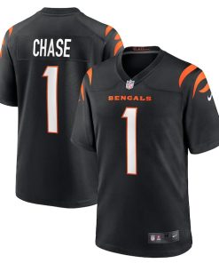 Alternative view of Ja'Marr Chase Cincinnati Bengals Nike 2021 NFL Draft First Round Pick Game Jersey - Black/Orange