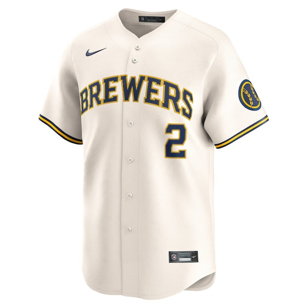 Brice Turang Milwaukee Brewers Nike Home Limited Player Jersey - Cream - Image 2