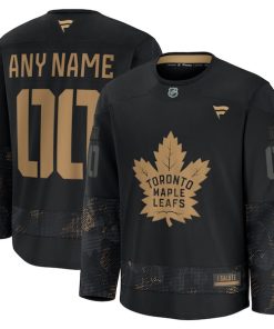 Toronto Maple Leafs 2024 Military Appreciation Personalized Long Sleeve Practice Jersey - Black