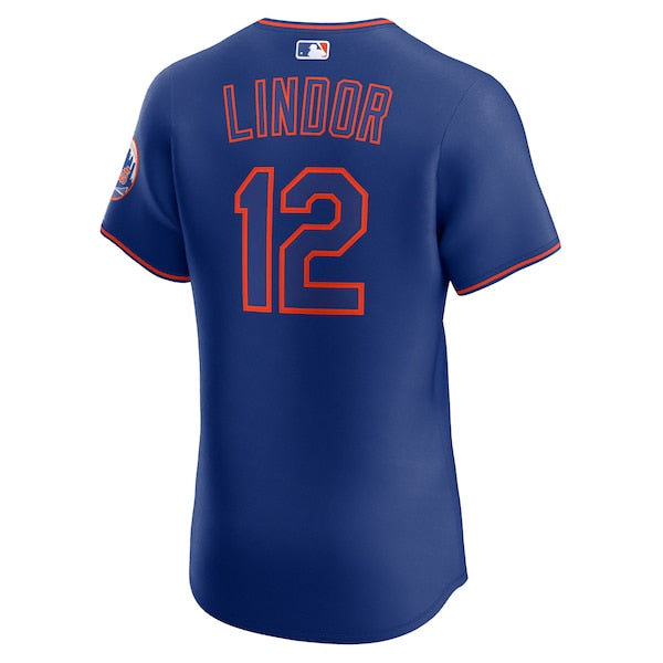 Francisco Lindor New York Mets Nike Alternate 2 Elite Jersey - Royal - Image 3