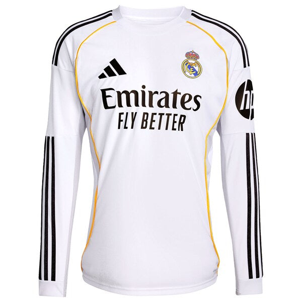 Jude Bellingham Los Merengues adidas 2025/26 Home Replica Long Sleeve Jersey - White - Image 2