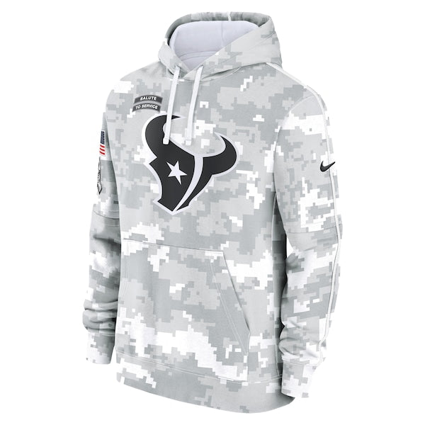 Houston Texans Nike 2024 Salute to Service Club Fleece Pullover Hoodie - Arctic Camo - Image 2