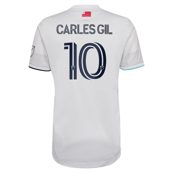 Carles Gil New England Revolution adidas 2022 Secondary Authentic Player Jersey - White - Image 3