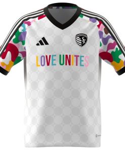 Alternative view of Sporting Kansas City adidas Youth 2024 Pride Pre-Match Top - White