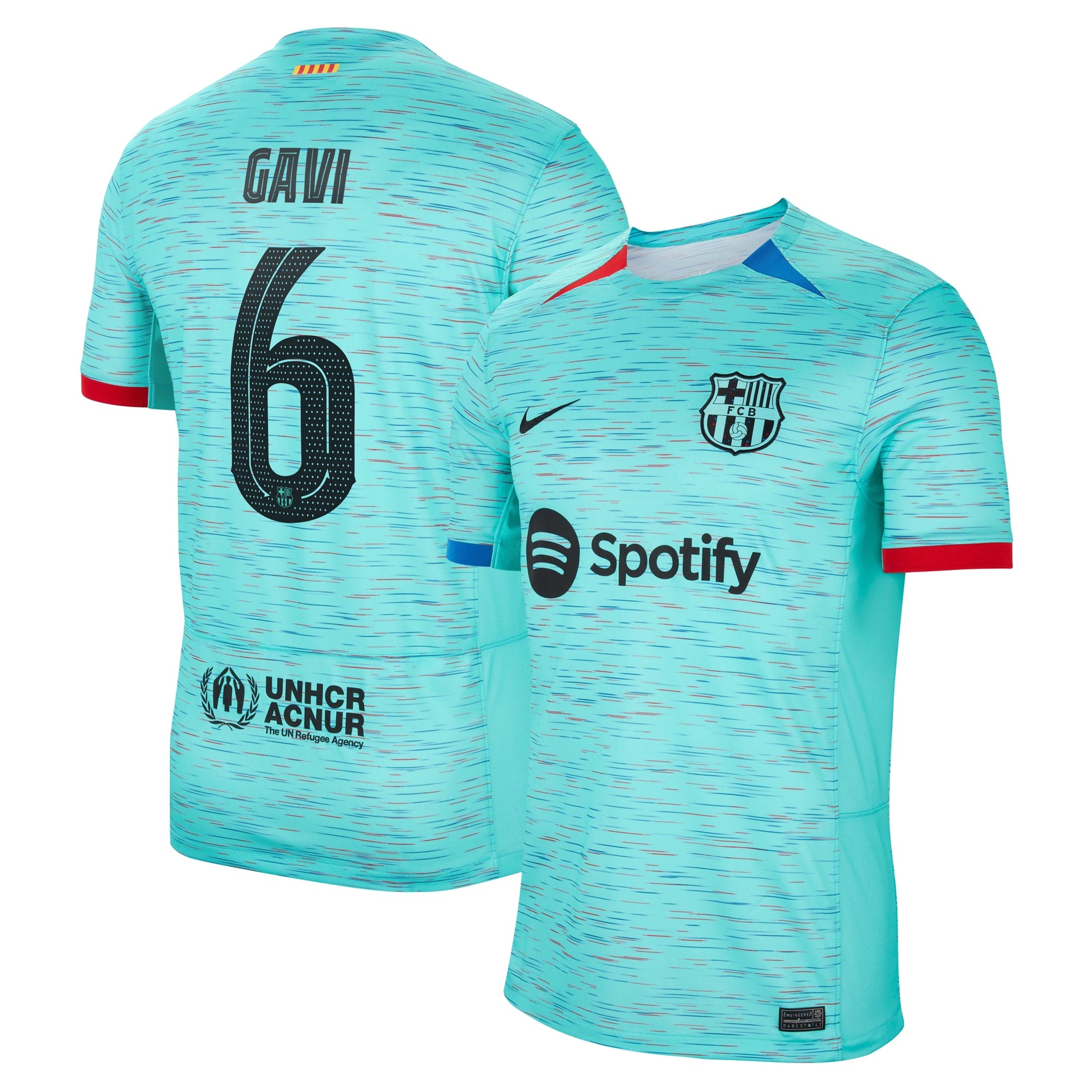 Gavi Barcelona Nike 2023/24 Home Stadium Replica Player Jersey - Royal/Aqua/White - Image 7
