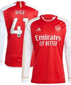 Declan Rice Arsenal adidas 2023/24 Home Replica Player Long Sleeve Jersey - Red