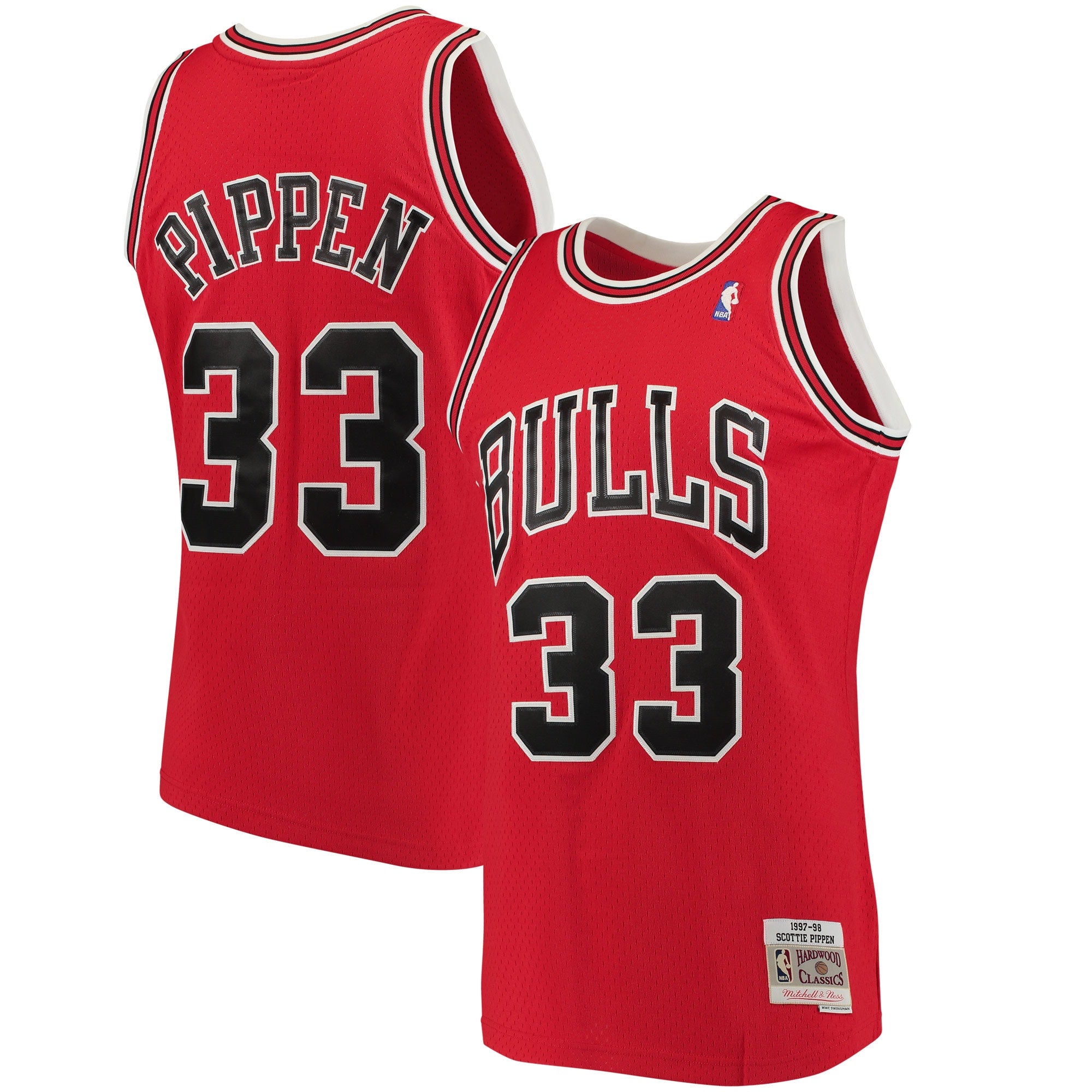 Scottie Pippen Chicago Bulls Big & Tall Hardwood Classics Swingman Jersey - Black/Red - Image 5