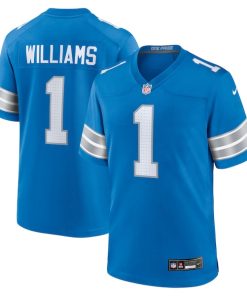 Alternative view of Jameson Williams Detroit Lions Nike Game Player Jersey - Blue/Black