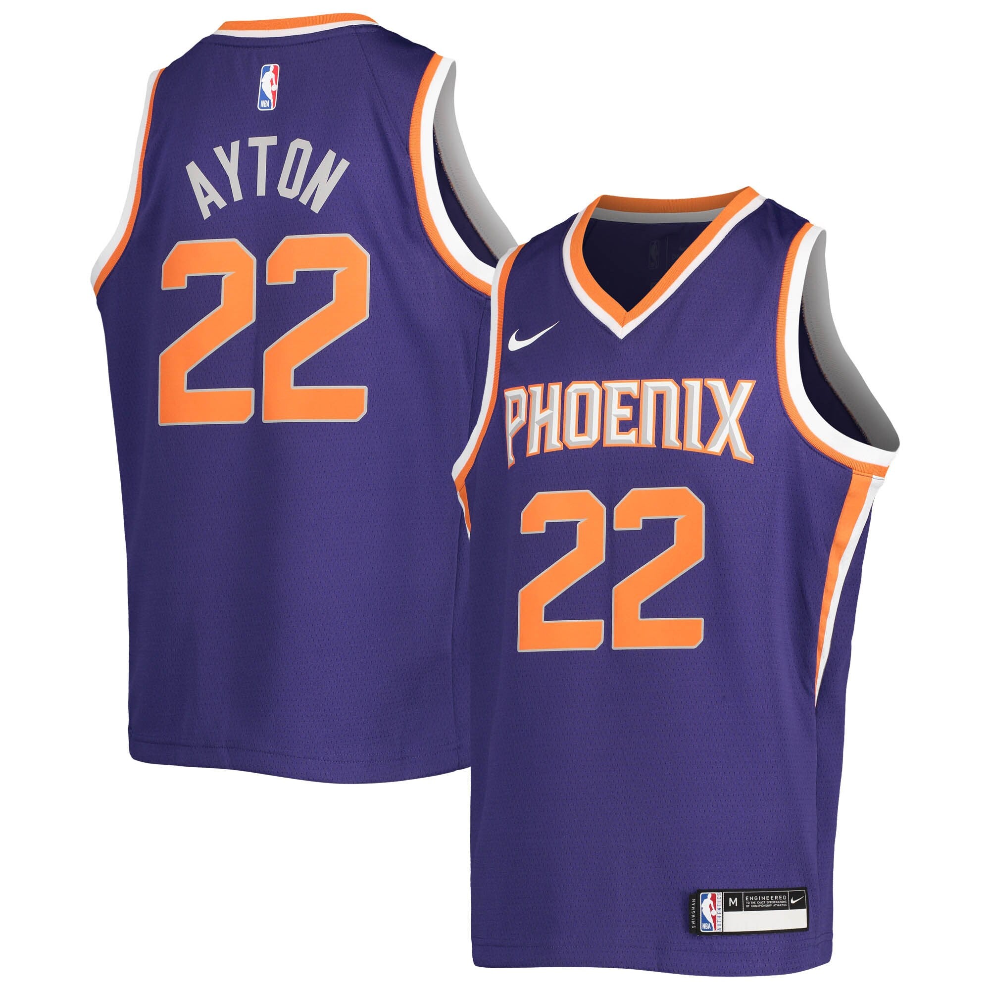 Deandre Ayton Phoenix Suns Nike Youth Swingman Jersey - Association Edition - White/Purple - Image 8