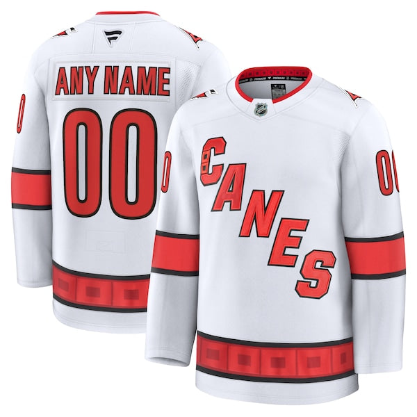 Carolina Hurricanes Away Premium Custom Jersey - White/Red/Black