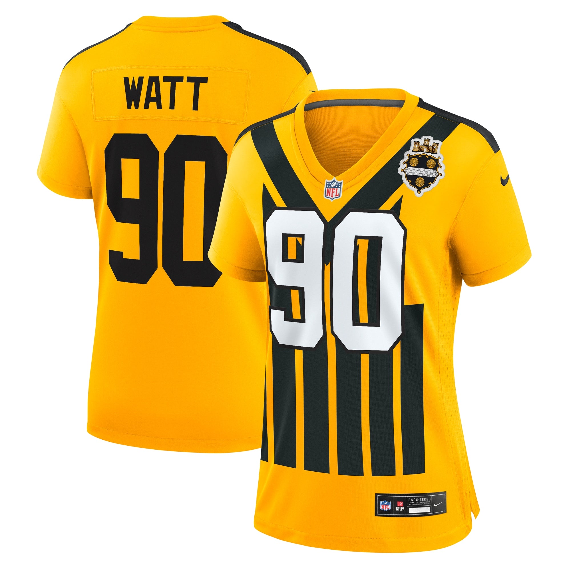 Women's Pittsburgh Steelers T.J. Watt Nike White Player Jersey - Black/Gold - Image 8