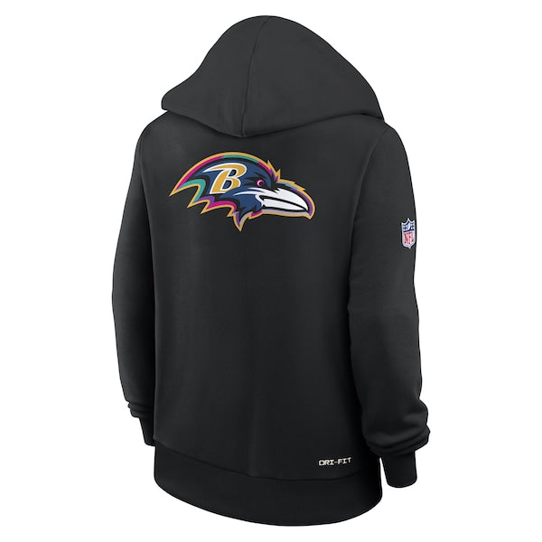 Baltimore Ravens Nike Women's 2025 NFL Crucial Catch Sideline Standard Issue Dri-FIT Hoodie - Black - Image 3