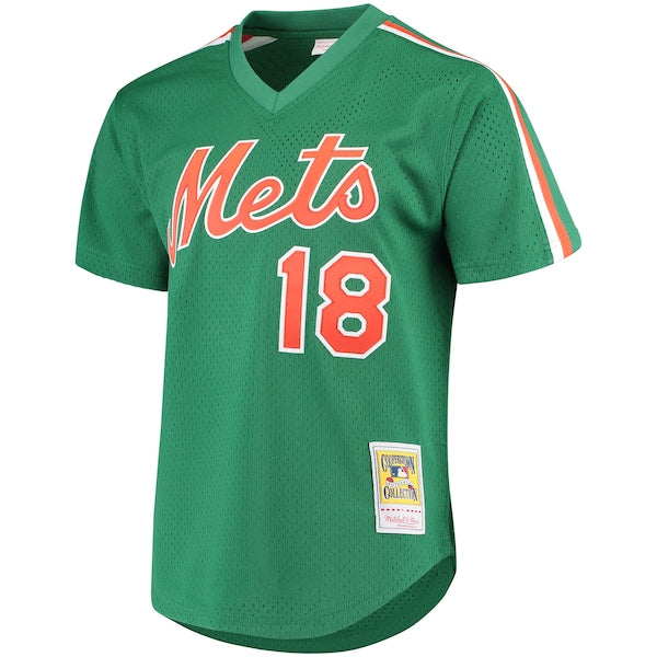 Darryl Strawberry New York Mets Cooperstown Mesh Batting Practice Jersey - Green/Royal - Image 3