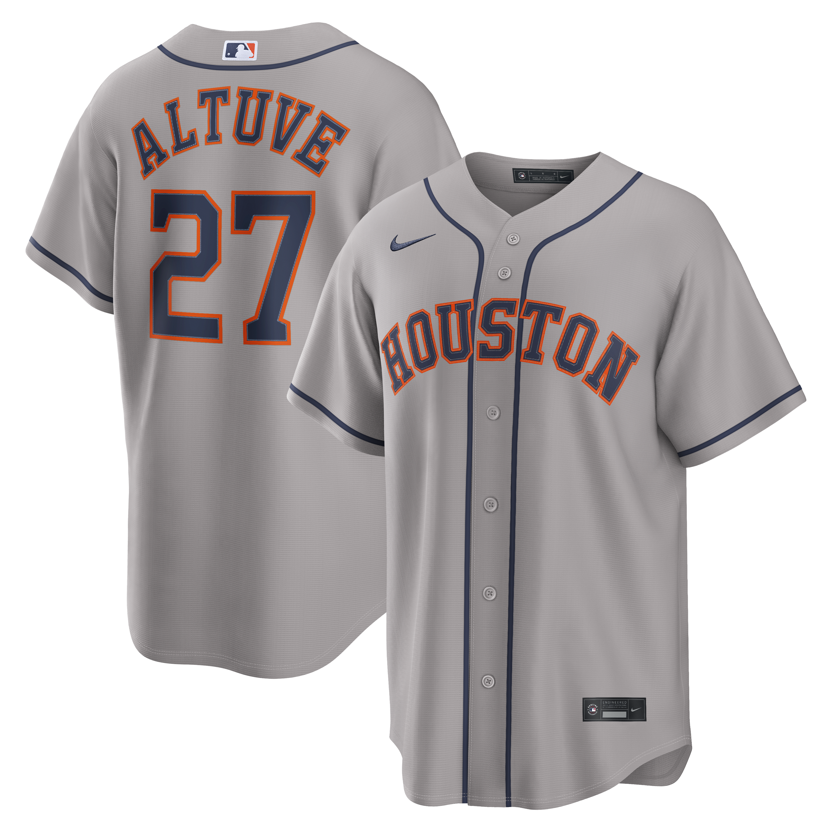 Jose Altuve Houston Astros Nike Alternate Replica Jersey - Orange/Gray - Image 5