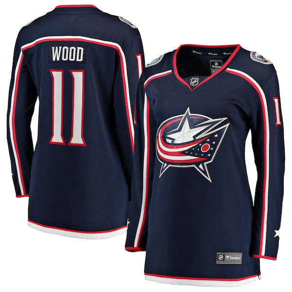 Miles Wood Columbus Blue Jackets Women's Home Breakaway Jersey - Navy