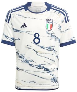 Alternative view of Jorginho Italy National Team adidas Youth 2023 Away Replica Jersey - White