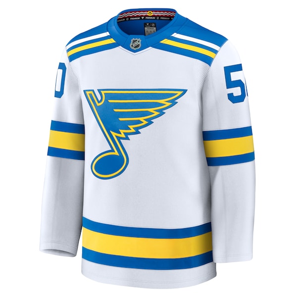 Jordan Binnington St. Louis Blues Away Premium Player Jersey - White/Blue - Image 3