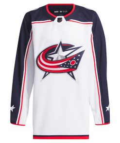 Alternative view of Columbus Blue Jackets adidas Away Primegreen Authentic Jersey - White