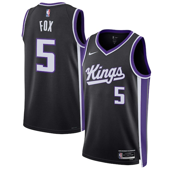 De'Aaron Fox Sacramento Kings Nike Unisex Swingman Jersey - Icon Edition - Black/White - Image 2