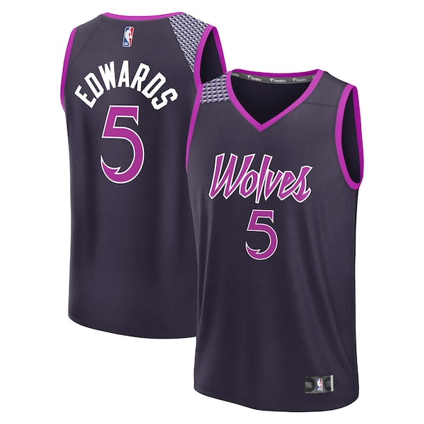 Anthony Edwards Minnesota Timberwolves Youth 2025/26 City Edition Fast Break Jersey - Purple