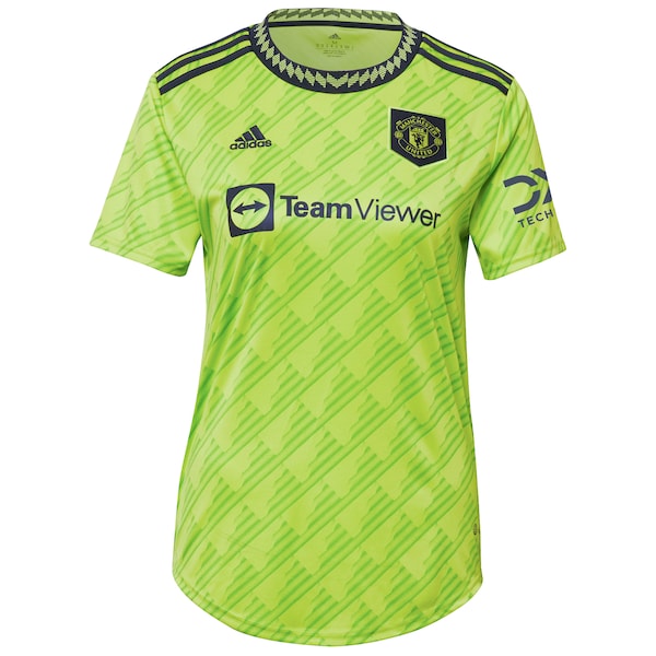 Manchester United adidas Women's 2022/23 Third Replica Custom Jersey - Neon Green - Image 2