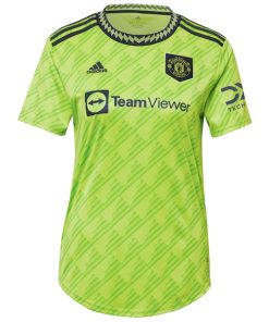Alternative view of Manchester United adidas Women's 2022/23 Third Replica Jersey - Neon Green