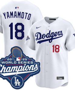 Yoshinobu Yamamoto Los Angeles Dodgers Nike 2025 World Series Champions Limited Jersey - White