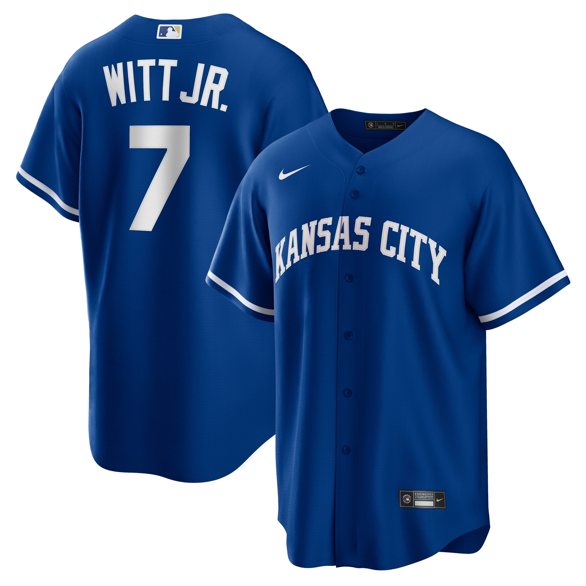 Bobby Witt Jr. Kansas City Royals Nike Road Replica Jersey - Gray/Rush Blue/White - Image 7