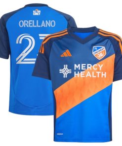 Luca Orellano FC Cincinnati adidas Youth 2025 Orange and Blue Legacy Kit Replica Player Jersey - Blue