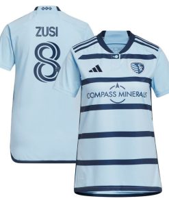 Graham Zusi Sporting Kansas City adidas Women's 2024 Hoops 4.0 Replica Player Jersey - Light Blue