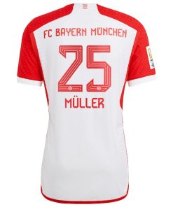 Alternative view of Thomas M¨¹ller Bayern Munich adidas 2023/24 Home Authentic Jersey - White/Black