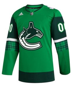 Alternative view of Vancouver Canucks adidas St. Patrick's Day Authentic Custom Jersey - Kelly Green