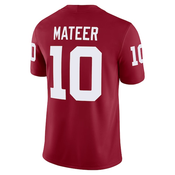 Men's Jordan Brand John Mateer Crimson Oklahoma Sooners Home NIL Football Game Jersey - Image 3