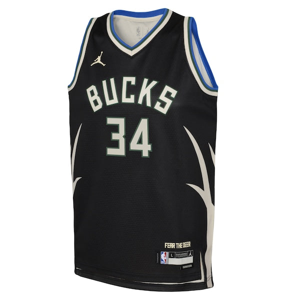 Giannis Antetokounmpo Milwaukee Bucks Jordan Brand Youth Swingman Jersey - Statement Edition - Black - Image 2