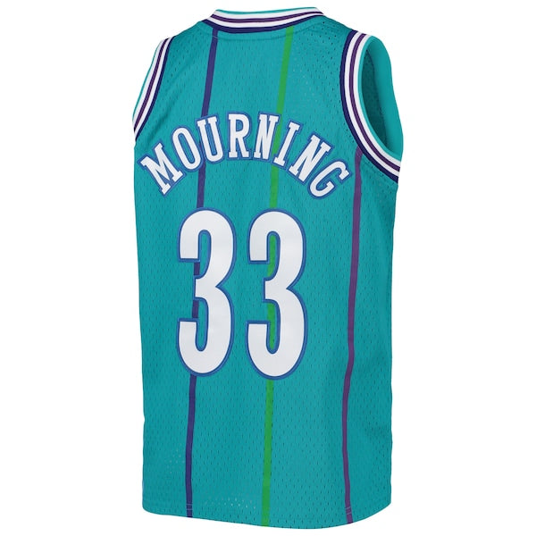 Alonzo Mourning Charlotte Hornets Youth 1992/93 Hardwood Classics Swingman Jersey - Teal - Image 3