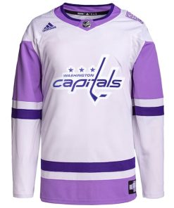 Alternative view of Washington Capitals adidas Hockey Fights Cancer Primegreen Authentic Custom Jersey - White/Purple
