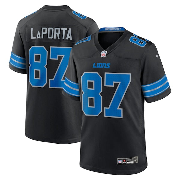 Sam LaPorta Detroit Lions Nike 2nd Alternate Game Jersey - Black/Blue - Image 2