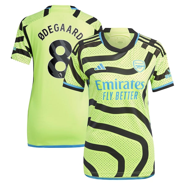 Martin Odegaard Arsenal adidas Women's 2023/24 Away Replica Player Jersey - Yellow/Green/Red - Image 2