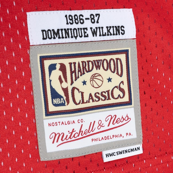 Dominique Wilkins Atlanta Hawks Hardwood Classics 1986/87 Split Swingman Jersey - Yellow/Red - Image 4