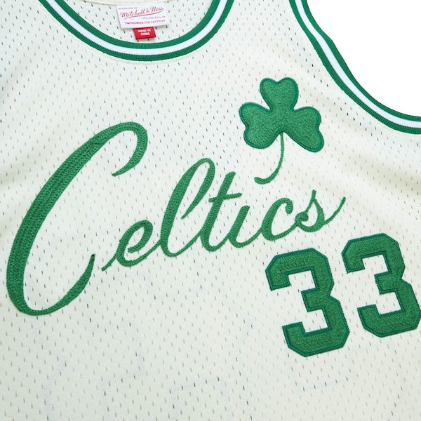 Larry Bird Boston Celtics Chainstitch Swingman Jersey - Cream - Image 5