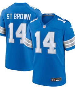 Alternative view of Amon-Ra St. Brown Detroit Lions Nike Game Jersey - Blue/White