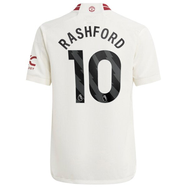 Marcus Rashford Manchester United adidas Youth 2023/24 Third Replica Player Jersey - White/Green - Image 4