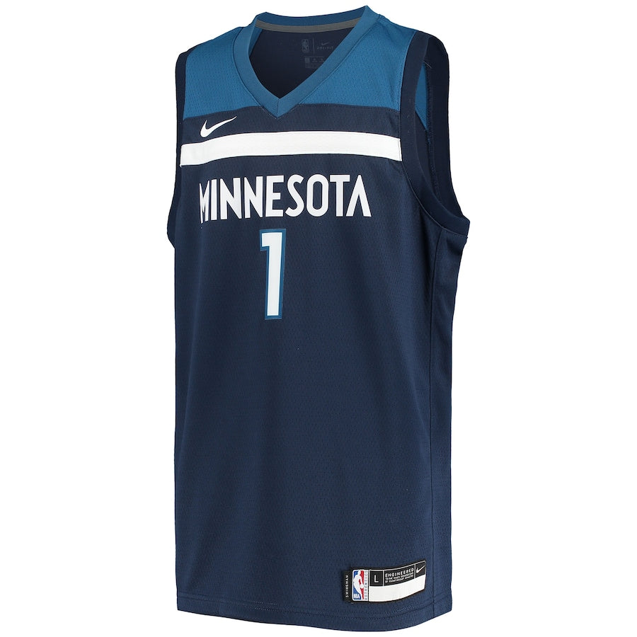 Anthony Edwards Minnesota Timberwolves Nike Youth 2020/21 Swingman Jersey - Icon Edition - Navy - Image 2
