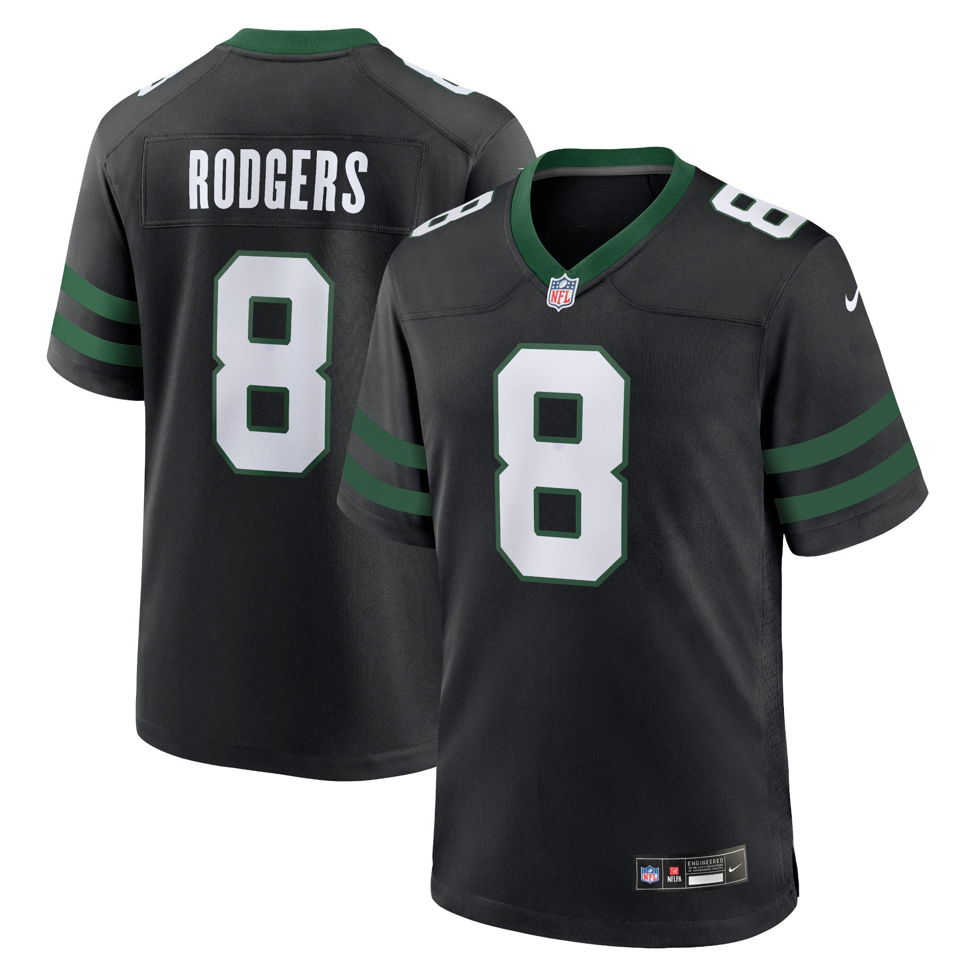 Aaron Rodgers New York Jets Nike Game Jersey - Legacy White/Black/Green - Image 5